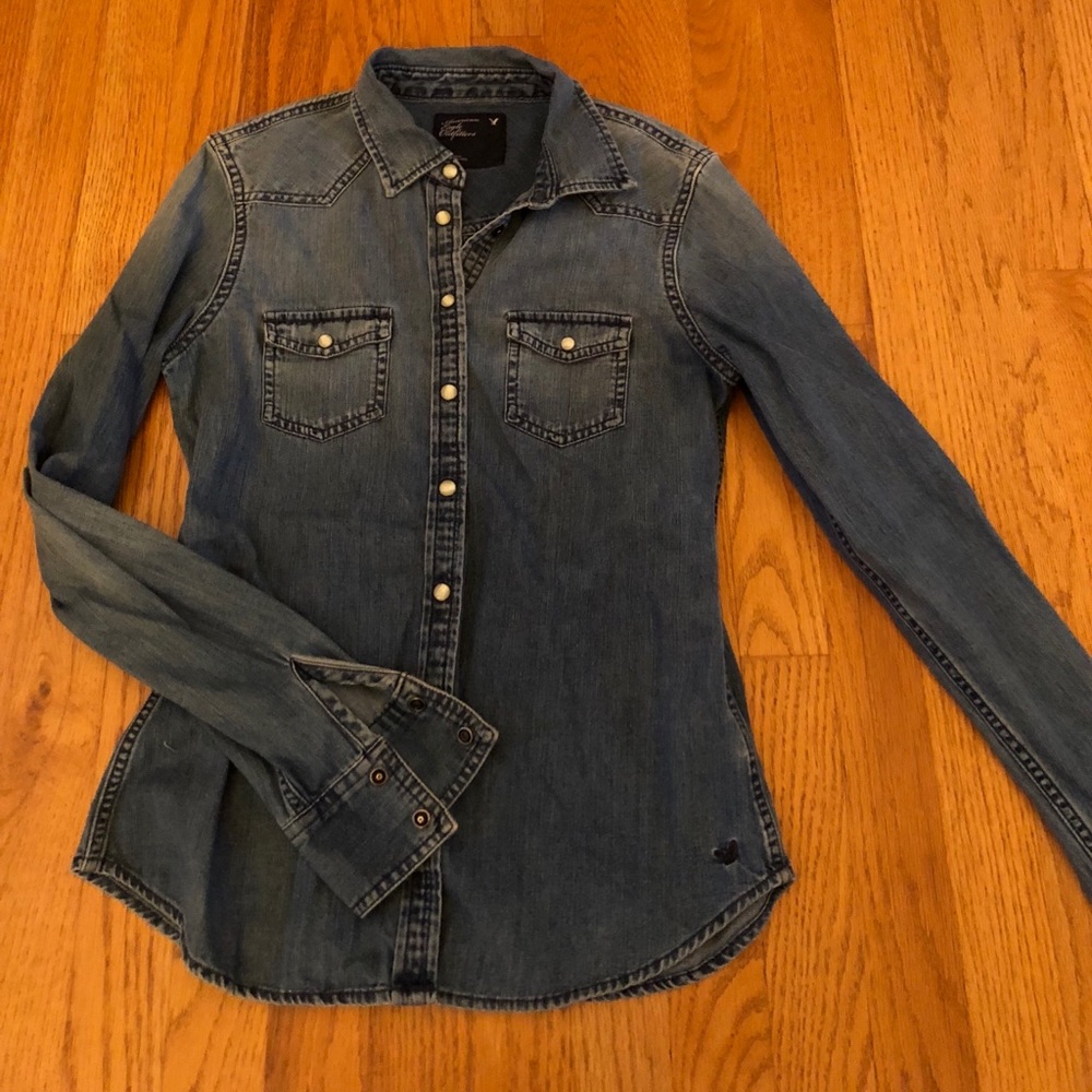 ae denim button up shirt
